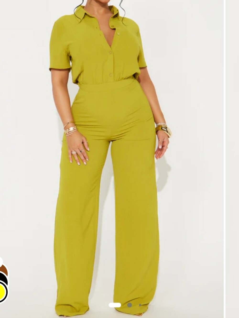 Chartreuse Short Sleeve Jumpsuit | NWT